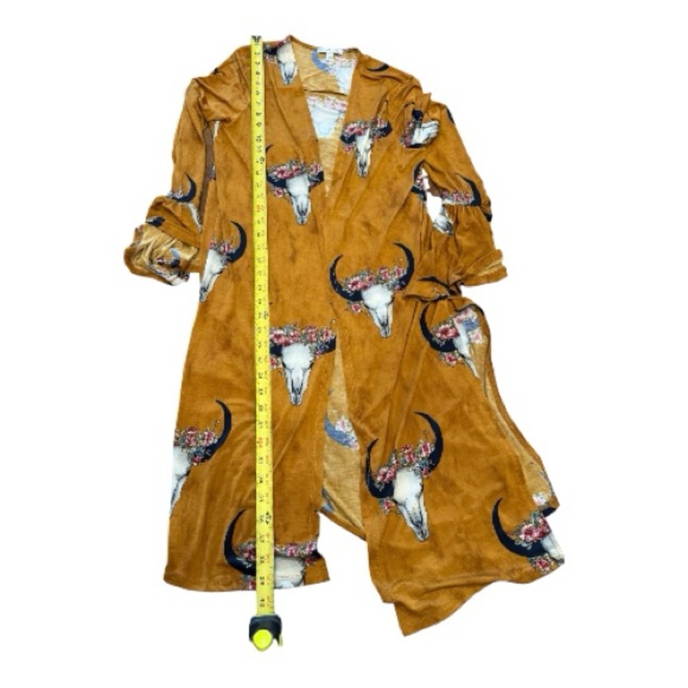 Moa Moa Women’s Lightweight Long Western Mustard Duster-with Bull Heads S - Picture 8 of 12
